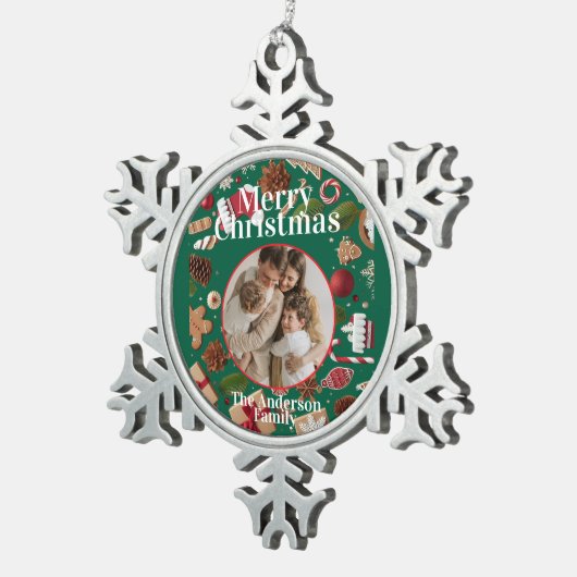 Festive Christmas Snowflake Framed Ornament スノーフレークピューターオーナメント (右)