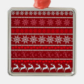 Festive Christmas Snowflake Pattern メタルオーナメント (正面)