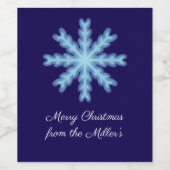 Festive Christmas Snowflake Personalized Name ワインラベル (シングルラベル)