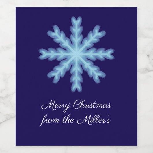 Festive Christmas Snowflake Personalized Name ワインラベル (シングルラベル)