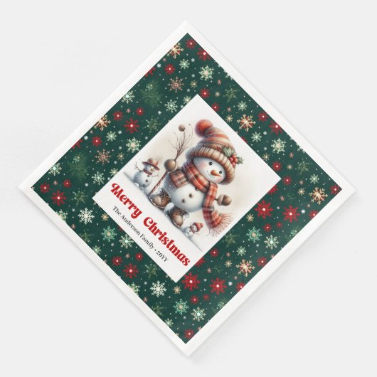 Festive Christmas Snowman Napkins Editable Kids  (コーナー)