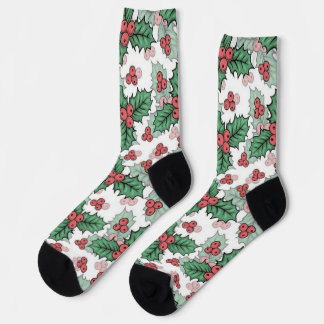 Festive Christmas Socks on White – Holiday Cheer ソックス