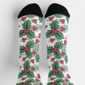 Festive Christmas Socks on White – Holiday Cheer ソックス (上部)