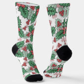 Festive Christmas Socks on White – Holiday Cheer ソックス (傾斜あり)
