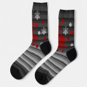 Festive Christmas Socks Reindeer Knit Print Socks ソックス (左)