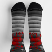 Festive Christmas Socks Reindeer Knit Print Socks ソックス (上部)