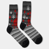 Festive Christmas Socks Reindeer Knit Print Socks ソックス (右)