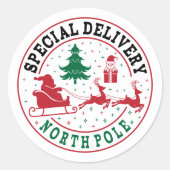 Festive Christmas special delivery North Pole ラウンドシール (正面)