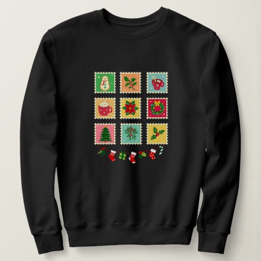 "Festive Christmas Stamp Collection スウェットシャツ (デザイン正面)
