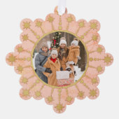 Festive Christmas Star: Pink and Gold Photo オーナメントカード (正面)