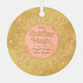 Festive Christmas Star: Pink and Gold Photo メタルオーナメント (裏面)
