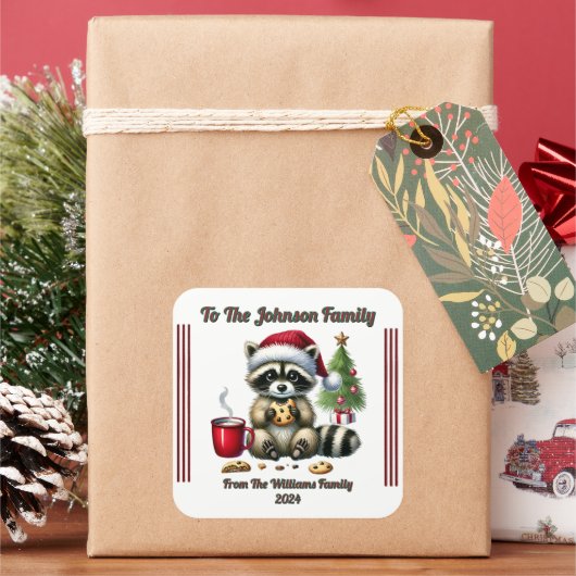 Festive Christmas Sticker for Gifts スクエアシール (クリスマス)