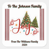 Festive Christmas Sticker With Trees スクエアシール (正面)
