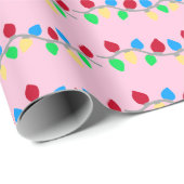 Festive Christmas String Lights on Pink ラッピングペーパー (ロールコーナー)