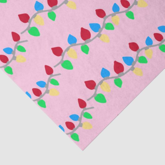 Festive Christmas String Lights on Pink 薄葉紙 (詳細)