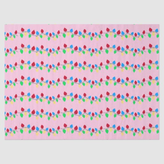 Festive Christmas String Lights on Pink 薄葉紙 (正面)