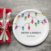 Festive Christmas String Lights Personalized ペーパープレート
