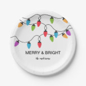Festive Christmas String Lights Personalized ペーパープレート (正面)