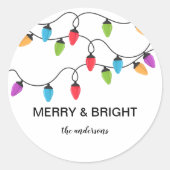 Festive Christmas String Lights Personalized ラウンドシール (正面)