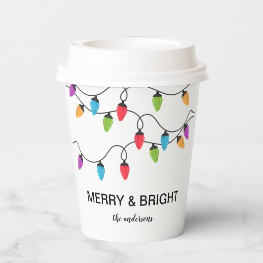 Festive Christmas String Lights Personalized 紙コップ (裏面)