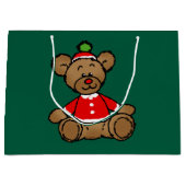 Festive Christmas Teddy Bear Design ラージペーパーバッグ (正面)