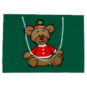 Festive Christmas Teddy Bear Design ラージペーパーバッグ (裏面)