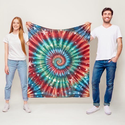 Festive Christmas Tie Dye Spiral フリースブランケット (インサイチュ)