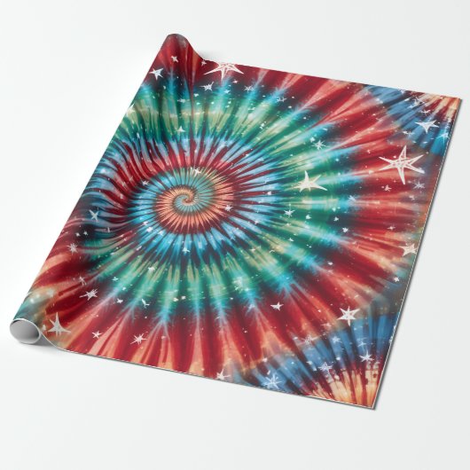 Festive Christmas Tie Dye Spiral ラッピングペーパー (アンロールド)