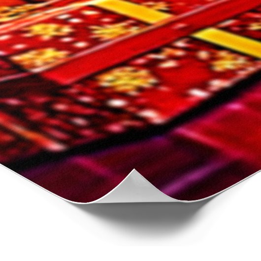 Festive Christmas Tree and Gifts Art ポスター (角)