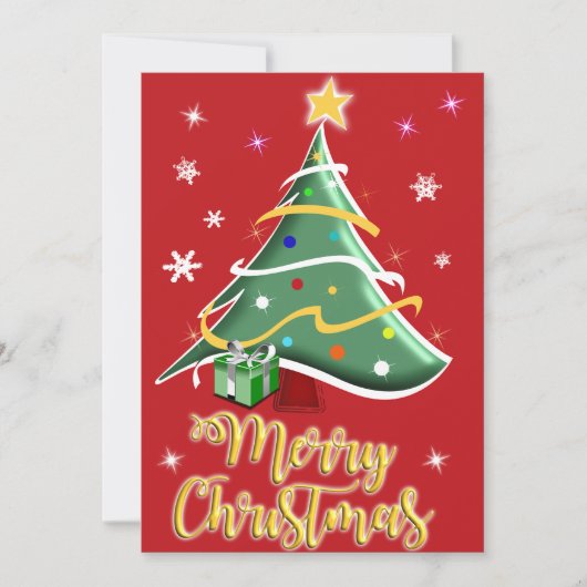 Festive Christmas Tree Holiday Greeting Card シーズンカード (正面)