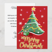 Festive Christmas Tree Holiday Greeting Card シーズンカード (正面/裏面)