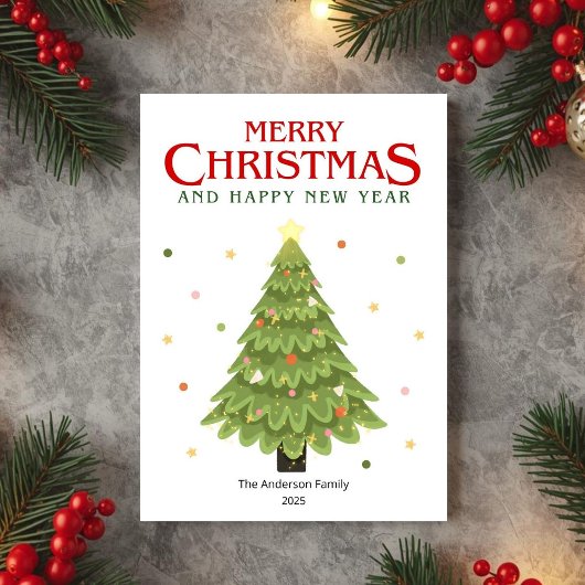 Festive Christmas Tree Holiday Greeting Card シーズンカード