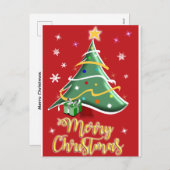 Festive Christmas Tree Holiday Greeting Card シーズンポストカード (正面/裏面)