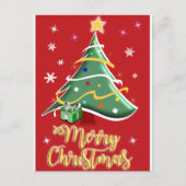 Festive Christmas Tree Holiday Greeting Card シーズンポストカード (正面)