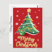 Festive Christmas Tree Holiday Greeting Card ポストカード (正面/裏面)