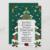 Festive Christmas Tree Holiday Party 招待状 (正面/裏面)