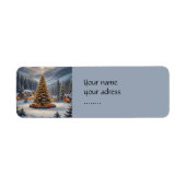 Festive Christmas tree in a mountain village ラベル (正面)