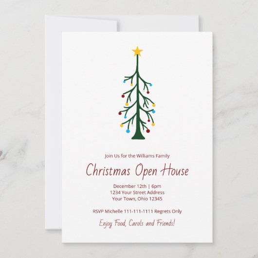 Festive Christmas Tree Modern Holiday Party  招待状 (正面)