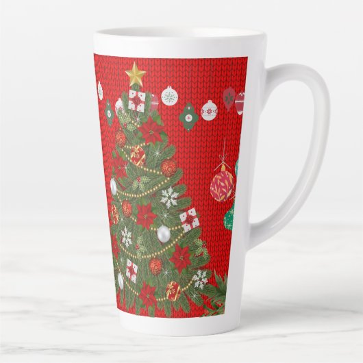 Festive Christmas Tree with Cozy Winter Design gif カフェラテマグ (右)