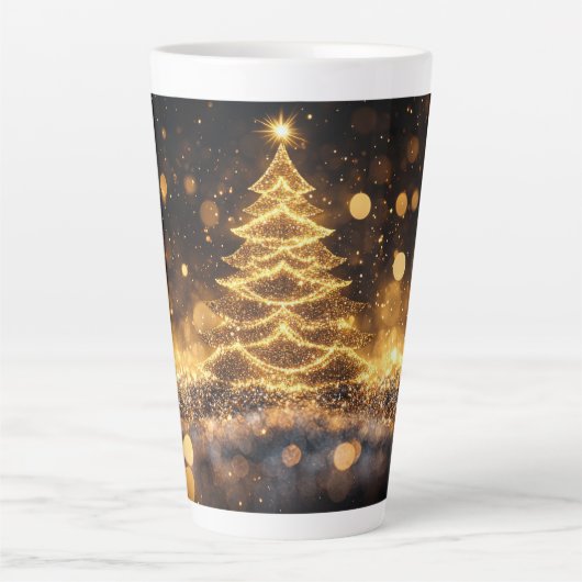 Festive Christmas Tree with Cozy Winter Design gif カフェラテマグ (正面)