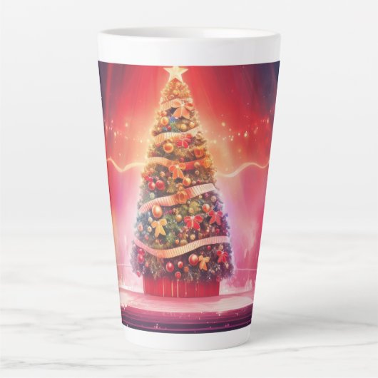 Festive Christmas Tree with Cozy Winter Design gif カフェラテマグ (正面)