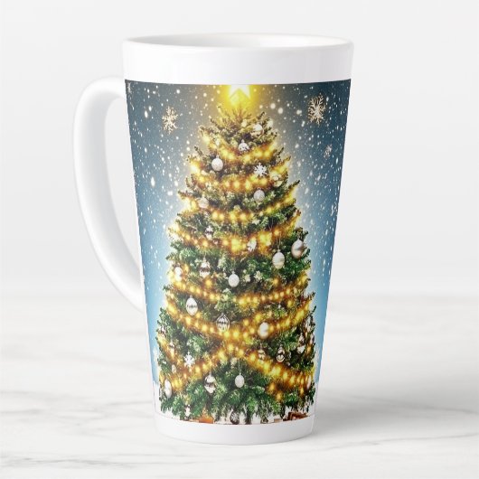 Festive Christmas Tree with Cozy Winter Design gif カフェラテマグ (左アングル)