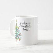 Festive Christmas Tree With Red Ornaments コーヒーマグカップ (正面左)