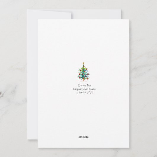 Festive Christmas Tree With Red Ornaments シーズンカード (裏面)