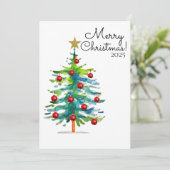 Festive Christmas Tree With Red Ornaments シーズンカード (スタンド正面)