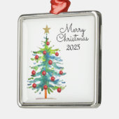 Festive Christmas Tree With Red Ornaments メタルオーナメント (左)