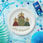 Festive Christmas Trees & Custom Name Paper Plates ペーパープレート (パーティー)