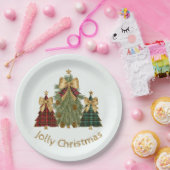 Festive Christmas Trees & Custom Name Paper Plates ペーパープレート (パーティー)