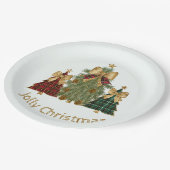 Festive Christmas Trees & Custom Name Paper Plates ペーパープレート (アングル)