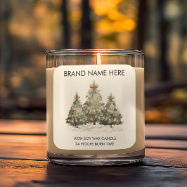 Festive Christmas Trees | Modern Candle Labels スクエアシール